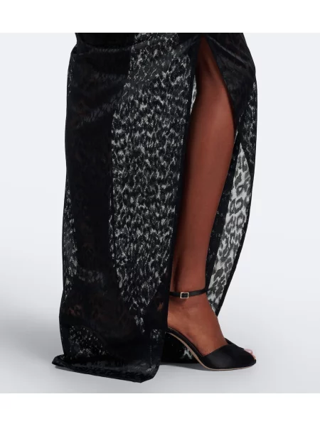 Rochie maxi Alex Perry cu imagine cu model leopard din dantelă negru