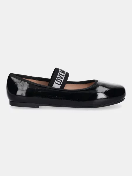 Usnjene balerinke Love Moschino črna