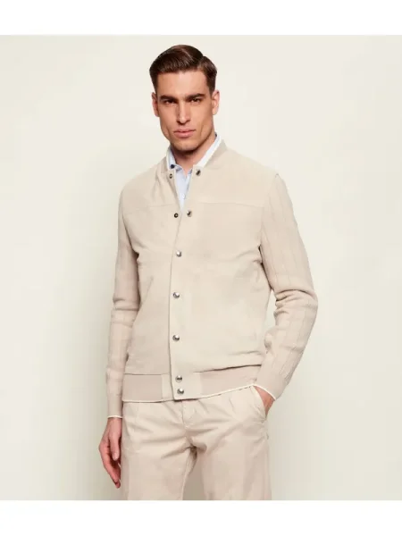 Eleventy Geacă bomber | piele întoarsă bej