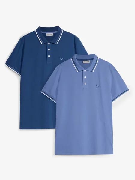 Koszulka polo regular fit 2 szt. niebieska