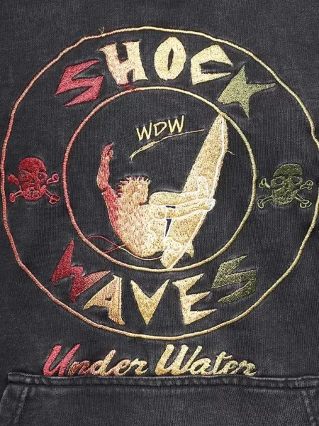 Hanorac cu glugă Who Decides War cu broderie gri