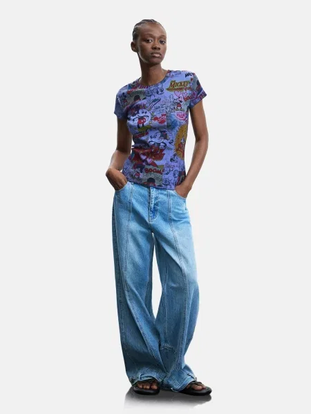 Desigual Tričko Mickey šafránová / svetlofialová / červená čierna
