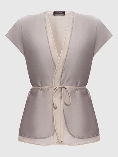 Кардиган на запах з ланцюжком моніль Peserico сірий