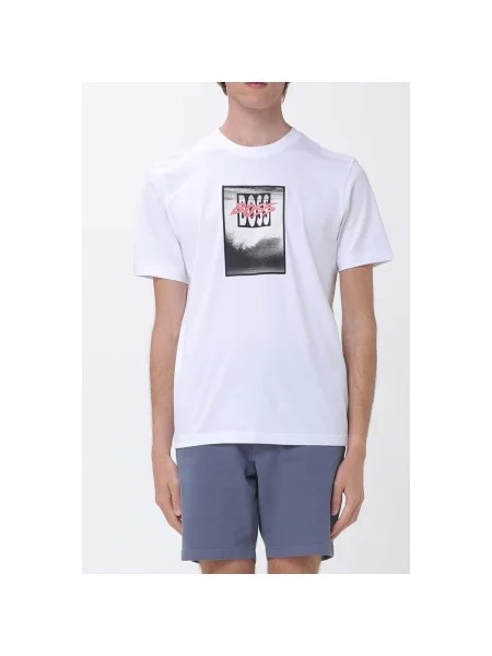BOSS Tricou roz / negru alb