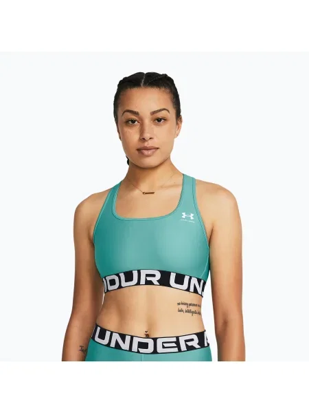Фитнес сутиен Under Armour HG Authentics Mid Branded radial turquoise/ white бяло