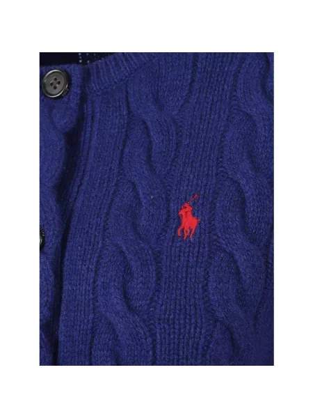 Kardigan z mieszanki wełny i kaszmiru z wyhaftowanym logo Polo Ralph Lauren niebieski