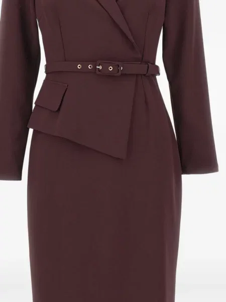 Cu centură rochie midi Nissa asimetrică maro