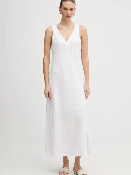 Dkny rochie din in maxi evazați alb