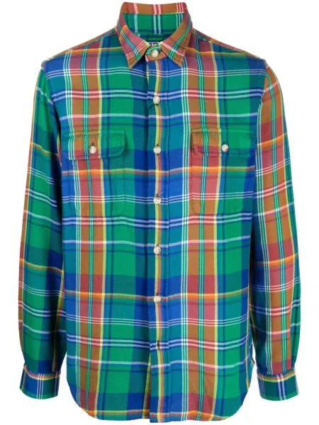 Dugo košulja Polo Ralph Lauren karirana s okruglim izrezom siva