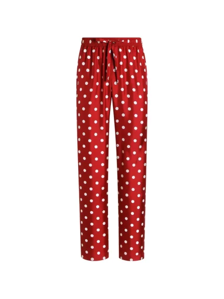 Pantaloni Dolce & Gabbana de mătase cu buline cu imagine roșu