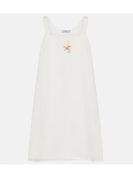 Rochie Prada cu broderie de in alb