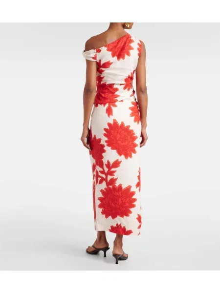 Top Sir de in cu model floral drapat alb