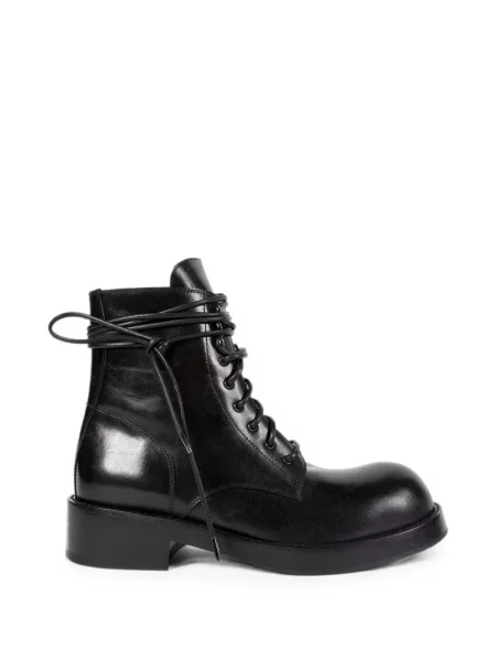 Botine Ann Demeulemeester cu șireturi din piele negru