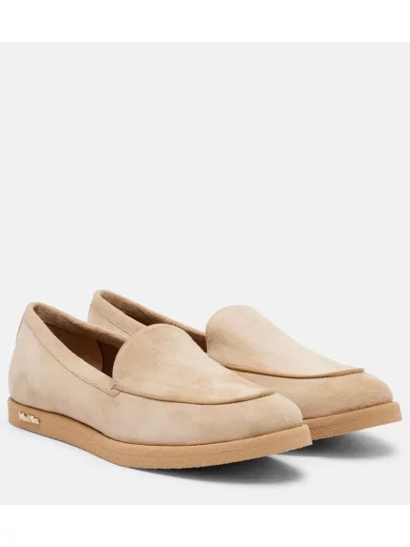 Pantofi loafer Max Mara din piele de căprioară bej