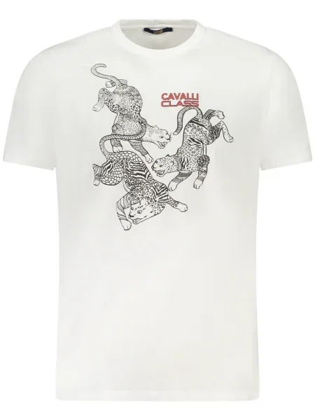 Tricou Cavalli Class scurt alb
