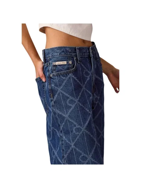 Boyfriend džínsy Calvin Klein Jeans s nízkym pásom modrá