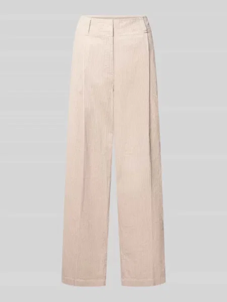 Spodnie sztruksowe o kroju loose fit z czystej bawełny z zakładkami w pasie Marc O'polo