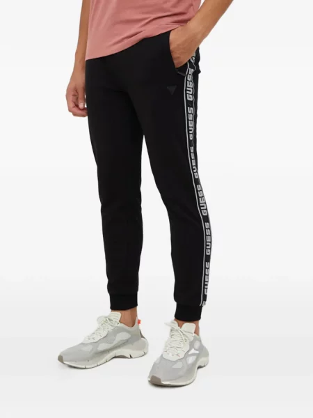 Pantaloni Guess alergare cu autograf negru