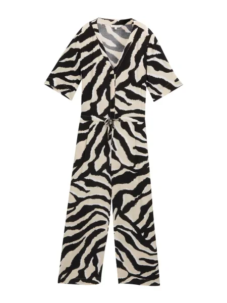 TOM TAILOR Salopeta bej / negru alb