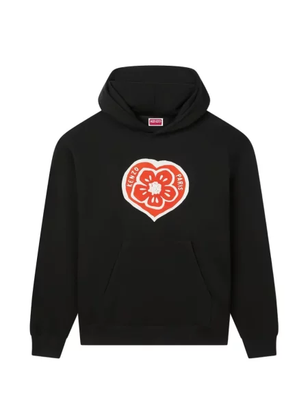 Hanorac cu glugă Kenzo cu motiv cu inimi negru