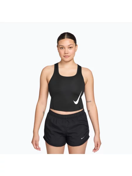 Tricou de alergare pentru femei Nike Swoosh Run Dri-Fit black/white alb