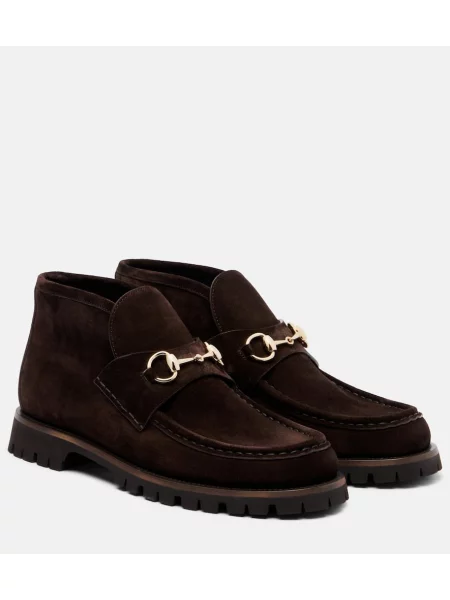 Botine Gucci din piele de căprioară maro