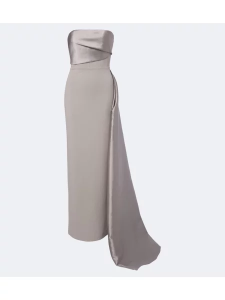 Rochie Solace London din satin drapată gri