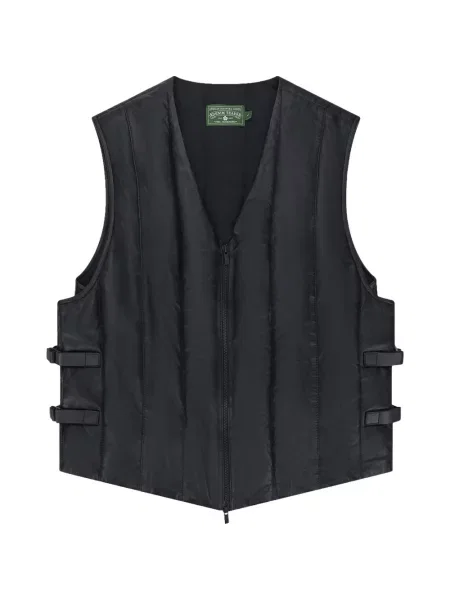 Matlasat vestă denim Denim Tears din piele negru