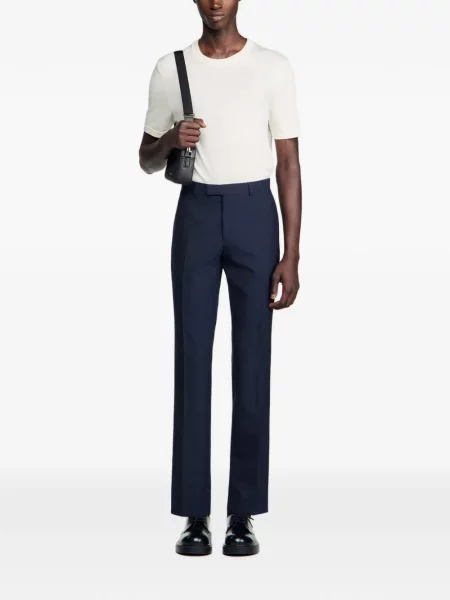 Pantaloni Sandro de lână albastru