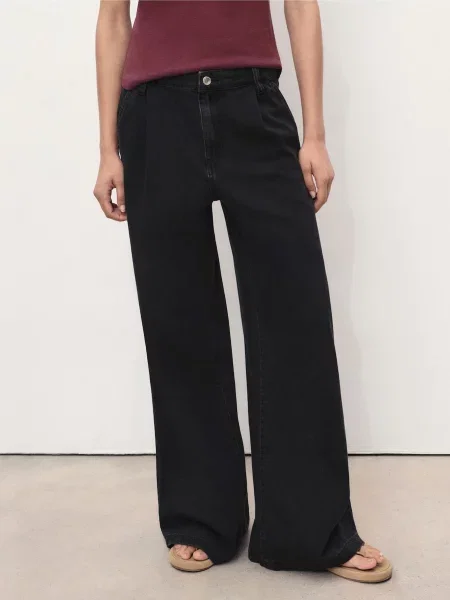 Широкі джинси MANGO темно-сірий сірі