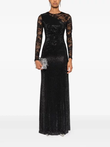 Rochie maxi Self-portrait lungă de costum negru