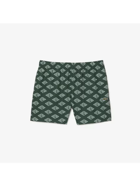 Lacoste Dwukolorowe Kąpielówki Z Monogramem zielone