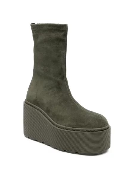 Botine Vic Matié din piele de căprioară cu platformă verde