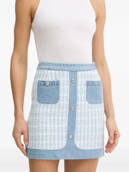 Fustă din denim Morgan din tweed albastru