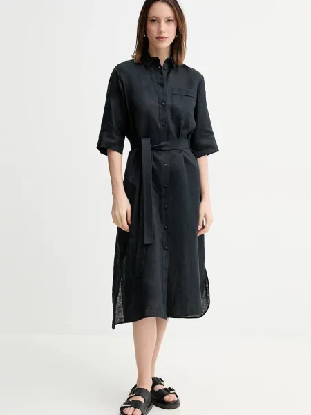 Lanena obleka MM črna