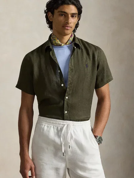 Lanena košulja Polo Ralph Lauren LINEN zelena