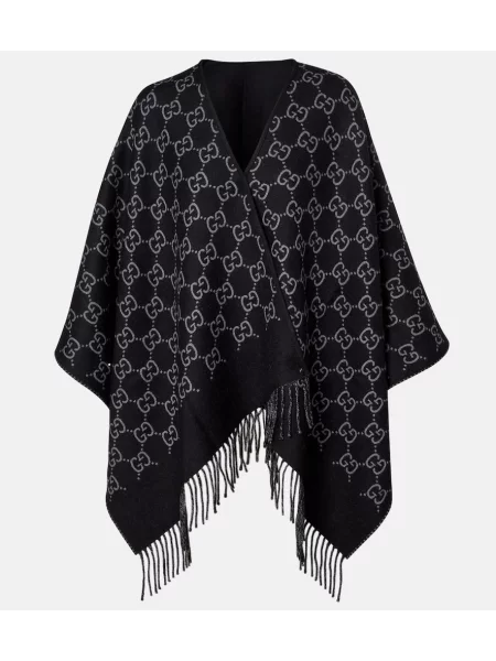 Poncho Gucci de lână negru