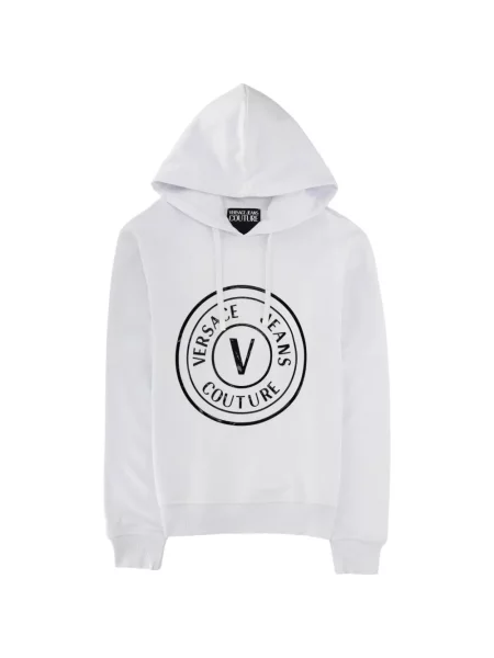 Bluza z kapturem Versace Jeans Couture z autografem biała