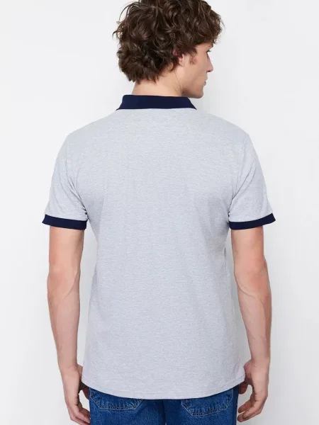 Gulerat tricou polo Trendyol gri