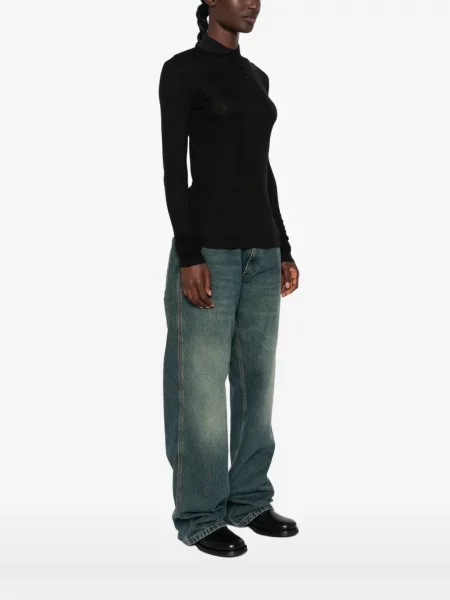 Lung tricou polo Entire Studios negru