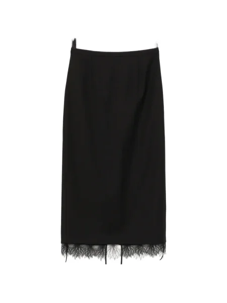 Fustă midi Less din dantelă până la genunchi negru