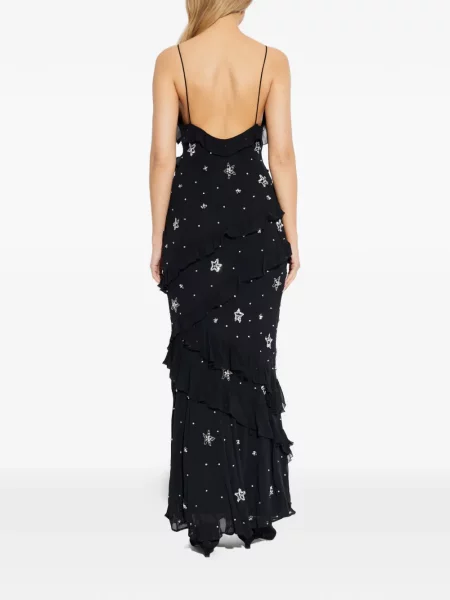 Rochie maxi Loveshackfancy cu volane de costum negru