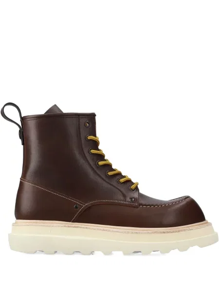 Botine Premiata cu șireturi cu platformă din dantelă maro