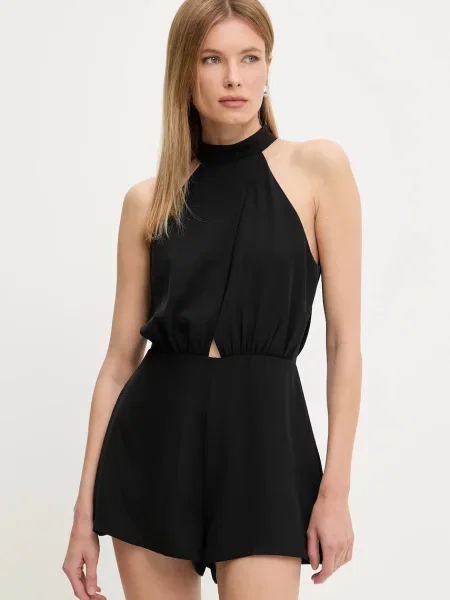 Answear Lab kombinezon z dekoltem okrągłym czarny