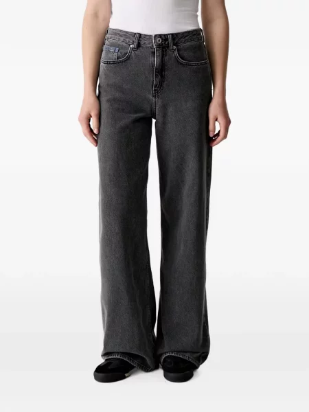 Blugi cu picior larg Karl Lagerfeld Jeans cu autograf gri