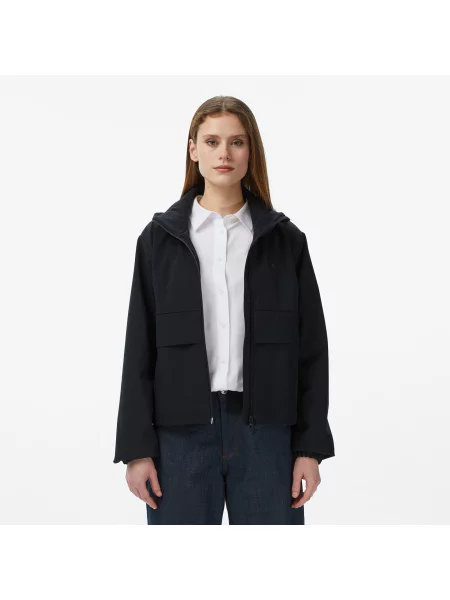 Lacoste Kurtka Przeciwdeszczowa Z Kapturem Z Nadrukiem Regular Fit czarna