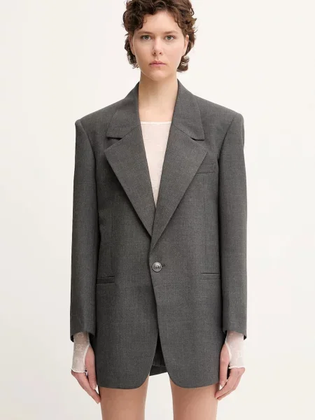 Marine Serre sacou din lână Regenerated Tailoring Boxy un singur rand de uni gri