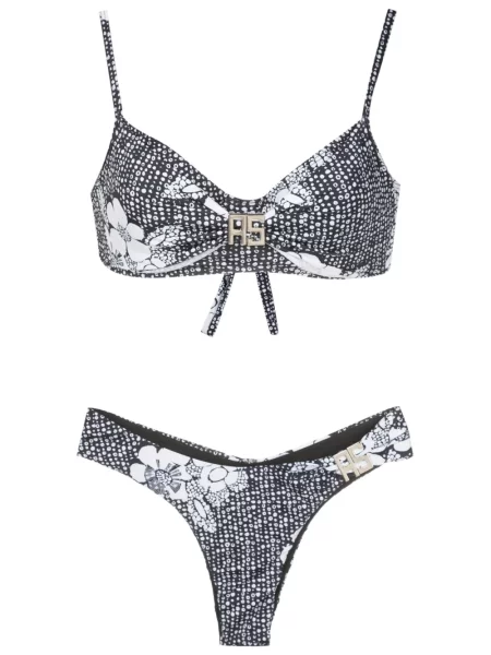 Bikini Amir Slama cu model floral cu imagine negru