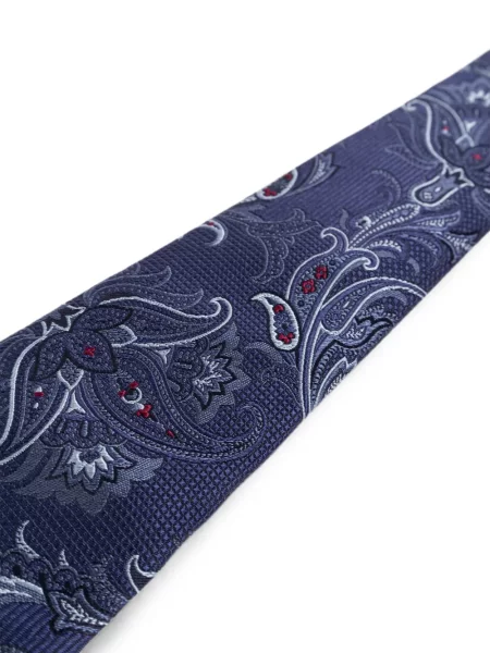 Cravată Etro de mătase cu model paisley albastru