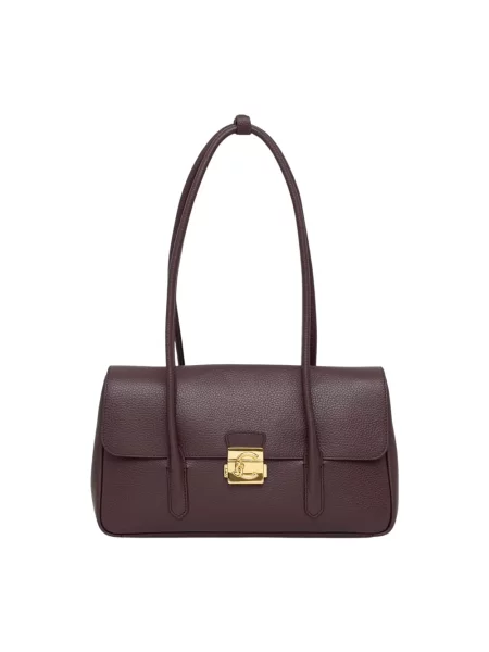 Coccinelle torebka shopper skórzana C-ME LOCK brązowa